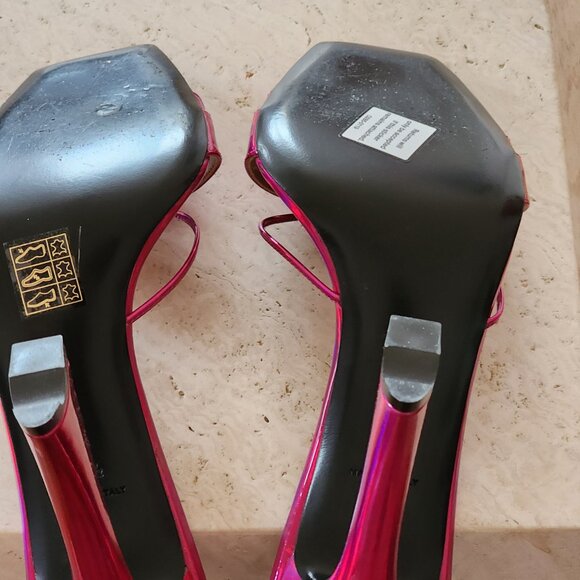 D'accori fuchsia holographic patent leather mule sandals sz 39.5 - Picture 9 of 13